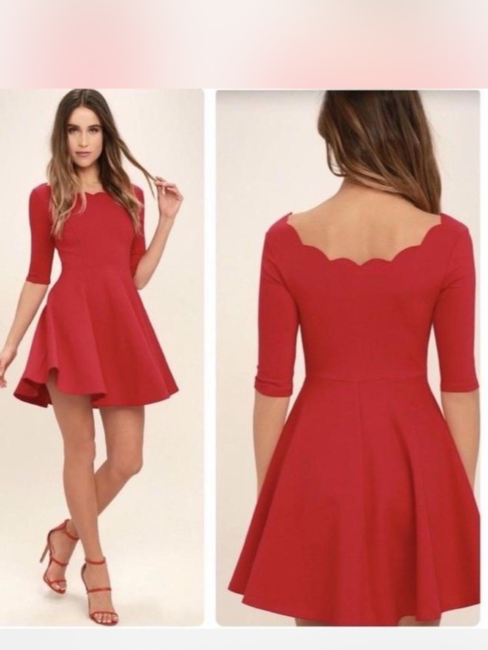 Lulus Tip The Scallop Red Fit & Flare Skater Dress